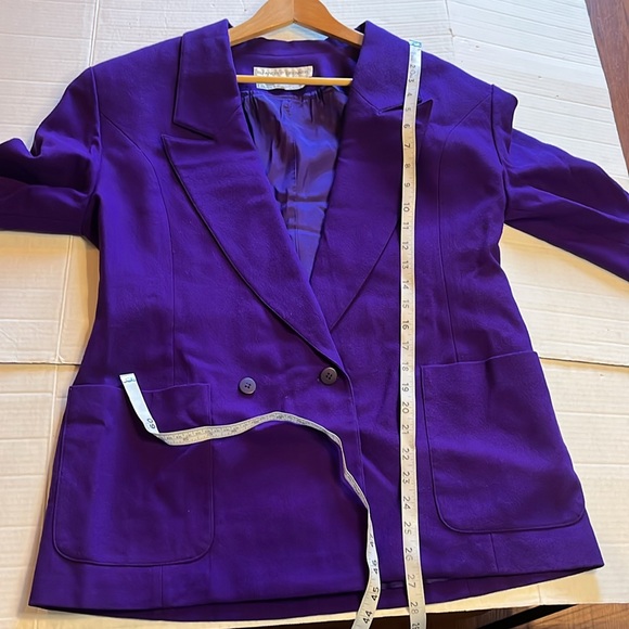 VTG-Eleanor P Brenner-10-purple-100% wool, lined, pockets, blazer/ jacket. - Picture 9 of 10